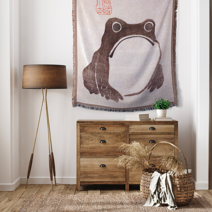 Frog by Matsumoto Hoji Woven Throw Blanket