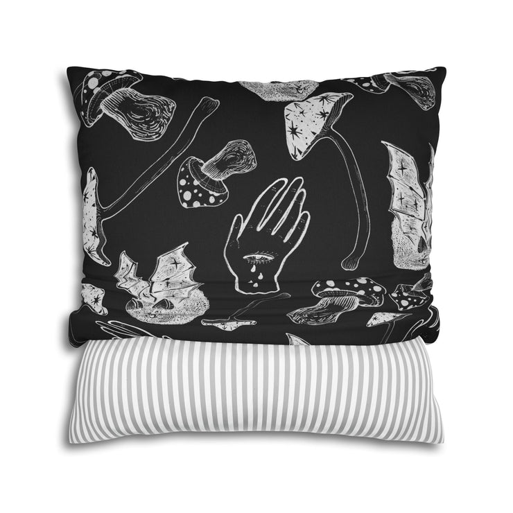 "Spooky Spells, Bats, and Mushrooms" Throw Pillow