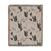 Spooky Spells, Bats, and Mushrooms 100% Cotton Woven Throw Blanket
