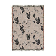 Spooky Spells, Bats, and Mushrooms 100% Cotton Woven Throw Blanket