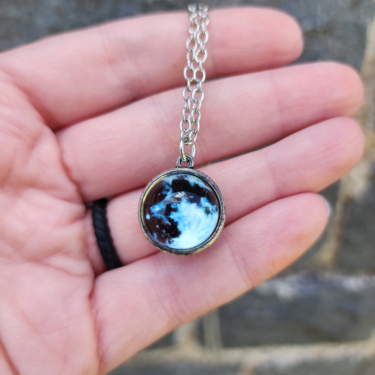 Full Moon Double-Sided Glass Ball Pendant Necklace