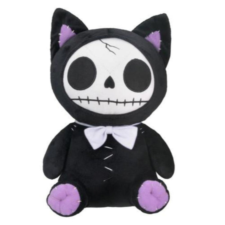 Furrybones™ Mao-Mao Black Cat Plush Toy - Adorable Black Cat with Skull Face, White Bow Tie, and Purple Details - Whimsical Gothic Toy Gift for Kids or Adults - Collectible Decor Plush - Soft Polyester with Voodoo Aesthetic