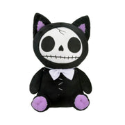 Furrybones™ Mao-Mao Black Cat Plush Toy - Adorable Black Cat with Skull Face, White Bow Tie, and Purple Details - Whimsical Gothic Toy Gift for Kids or Adults - Collectible Decor Plush - Soft Polyester with Voodoo Aesthetic