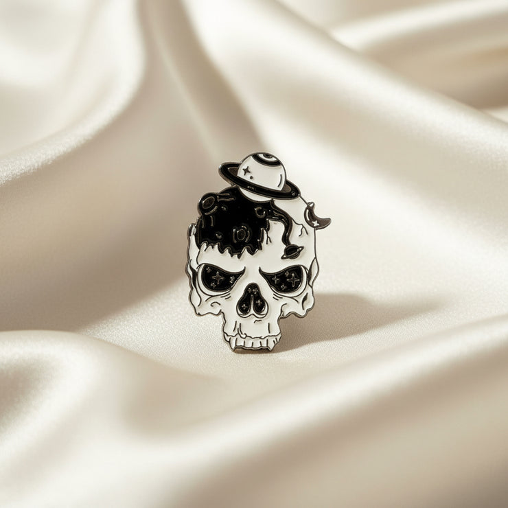Galaxy Brain enamel lapel pin on a light background