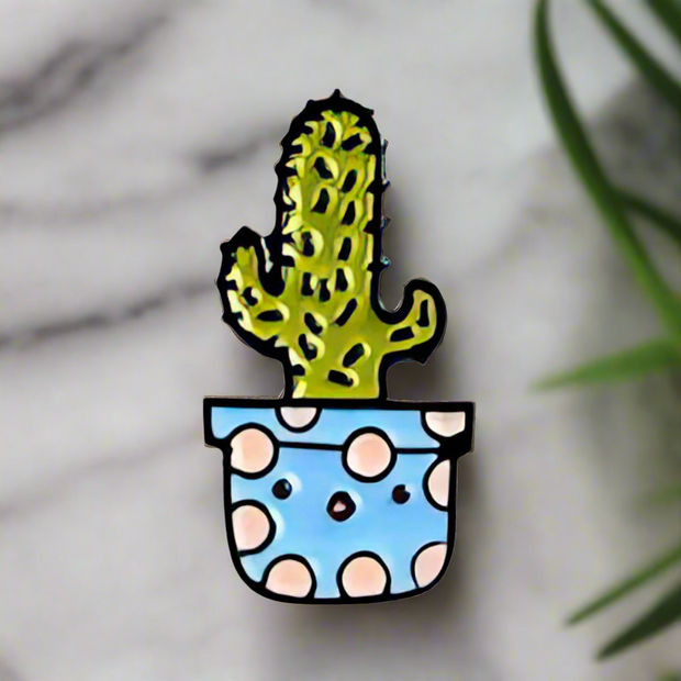 Épinglettes en émail de plantes en pot de cactus succulents mignons