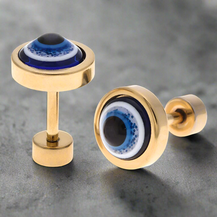 Evil Eye Round Stud Earrings