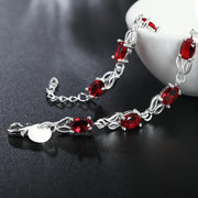 Crimson Oath Sterling Silver Red Crystal Chain Bracelet
