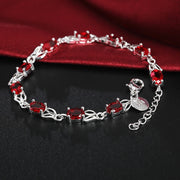 Crimson Oath Sterling Silver Red Crystal Chain Bracelet