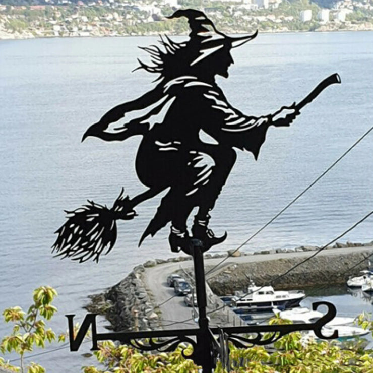 Black Cast Iron Weathervane - Flying Witch