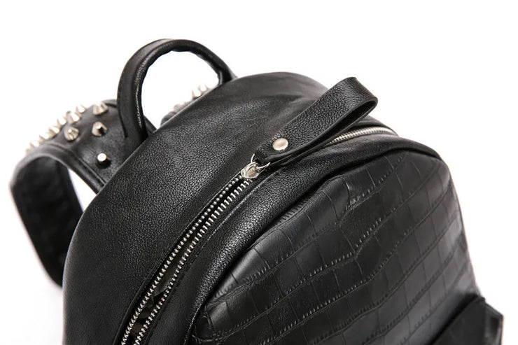 Alligator Pattern Vegan Leather Rivet Backpack