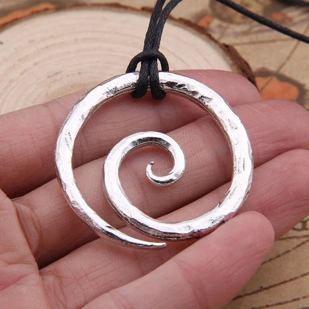 Viking Spiral Hand Forged Iron Pendant with Cord