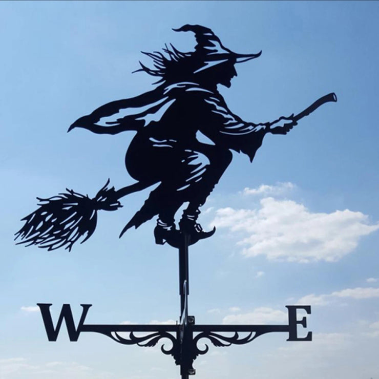 Black Cast Iron Weathervane - Flying Witch