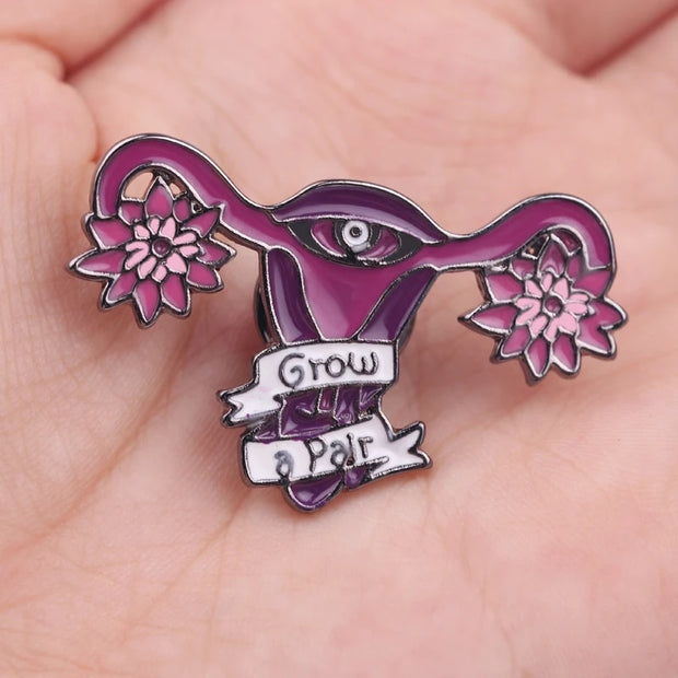 "Grow a Pair" Feminist Enamel Lapel Pin