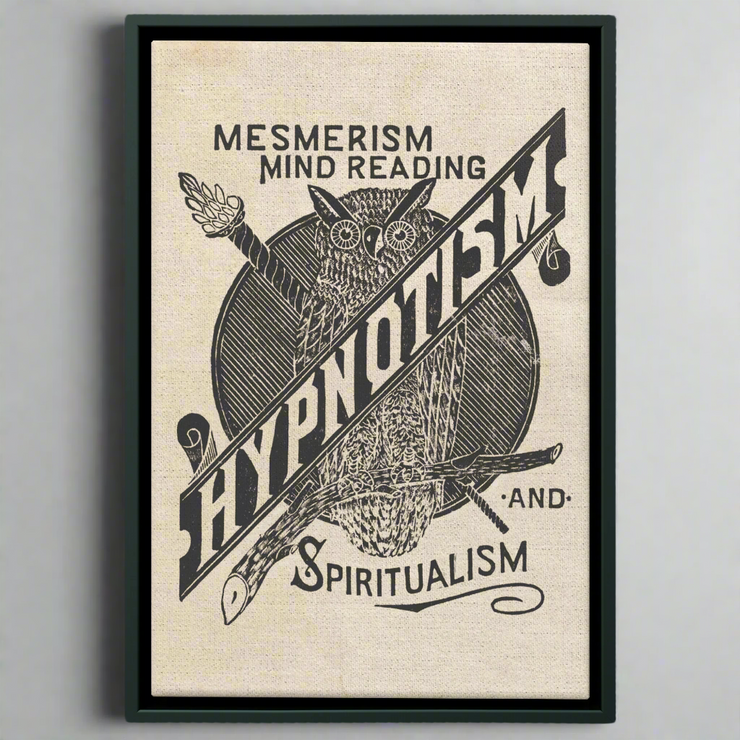 Vintage-inspired Hypnotism Owl artwork, featuring a captivating owl design symbolizing mystery and wisdom, perfect for gothic home decor.