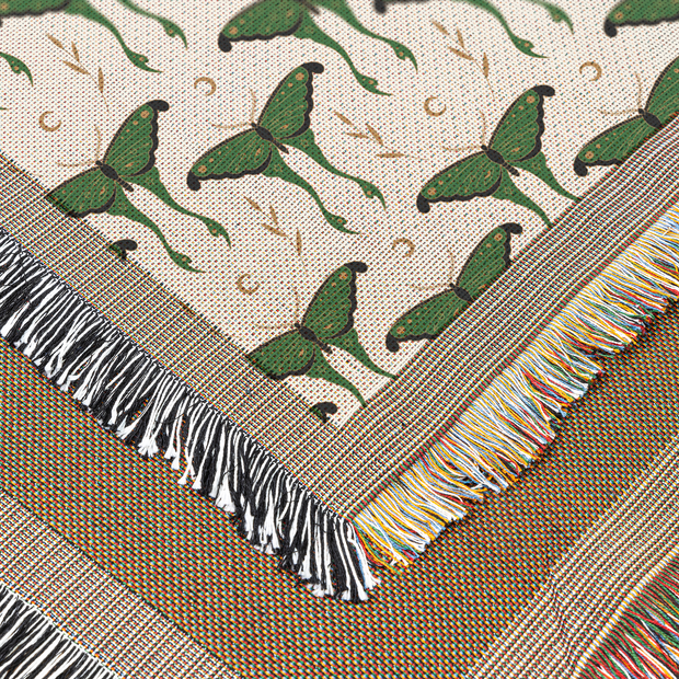 Luna Moth 100% Cotton Woven Throw Blanket
