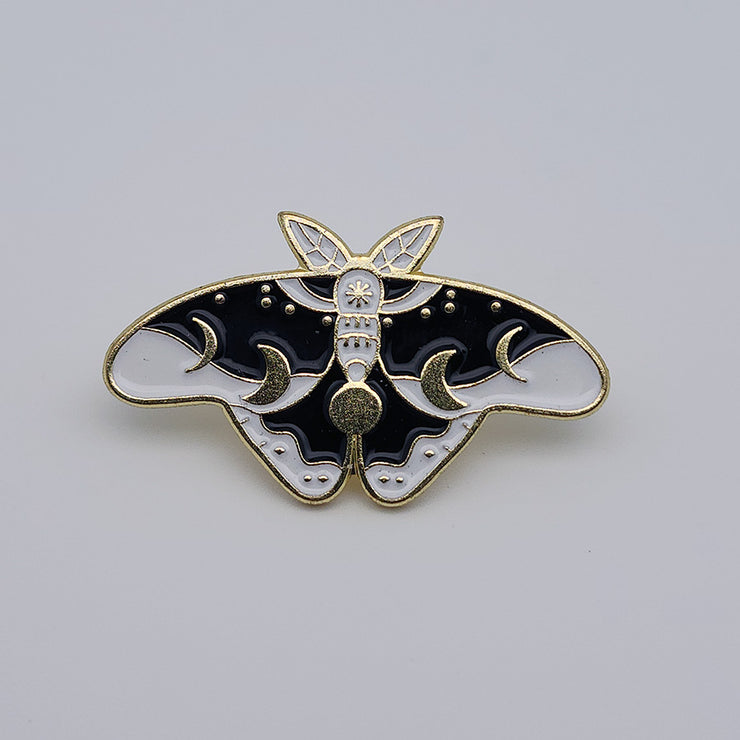 Lunar Moon Moth Enamel Lapel Pin