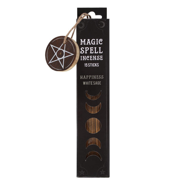 Pack of magic spell incense sticks with pentagram design on a white background