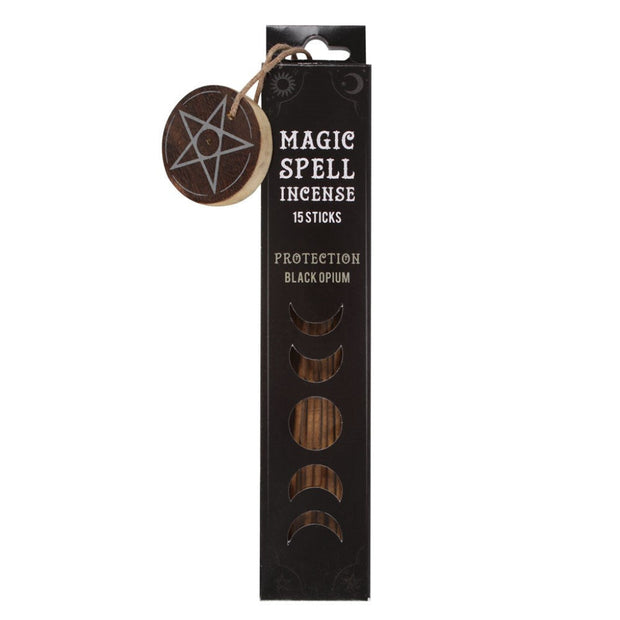 Packaged magic spell incense with pentagram design on a white background