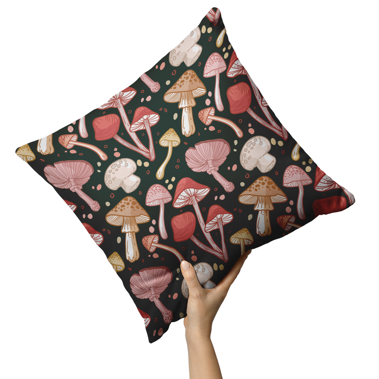 "Many Mushrooms" Throw Pillow