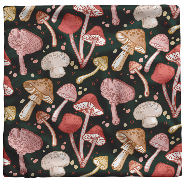 "Many Mushrooms" Throw Pillow