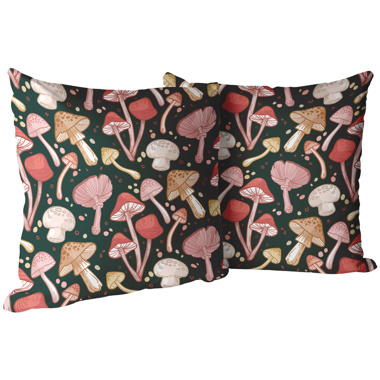 "Many Mushrooms" Throw Pillow