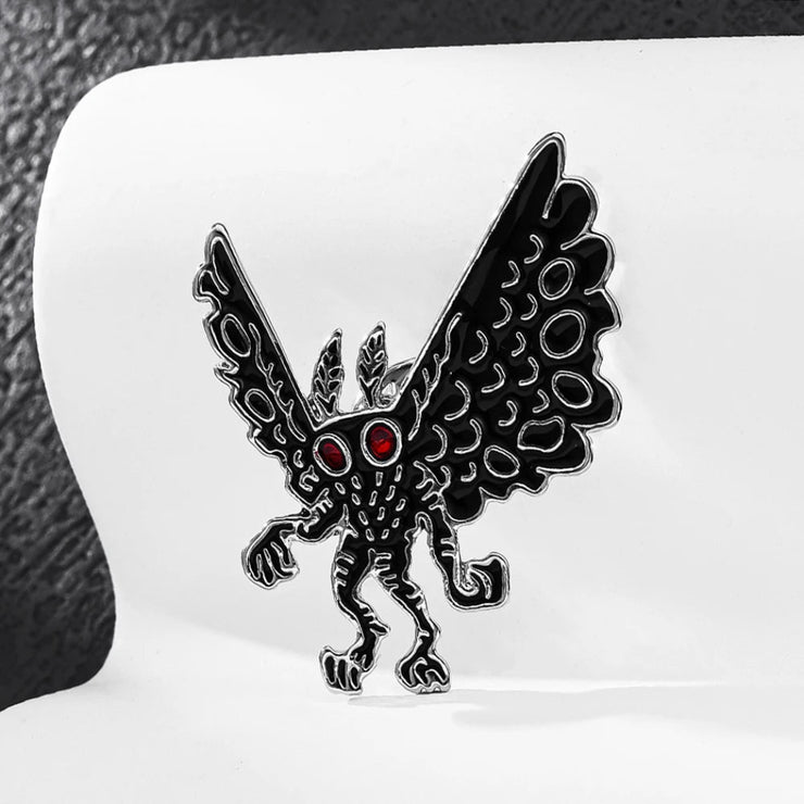 Mothman Cryptid Enamel Lapel Pin - Creepy West Virginia Moth Man Folklore Urban Legend - Unique Fashion Accessory Brooch Pin