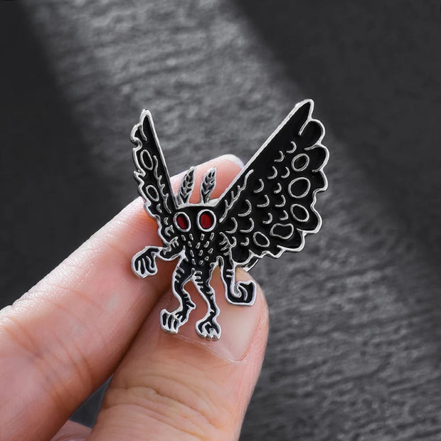 Mothman Cryptid Enamel Lapel Pin - Creepy West Virginia Moth Man Folklore Urban Legend - Unique Fashion Accessory Brooch Pin