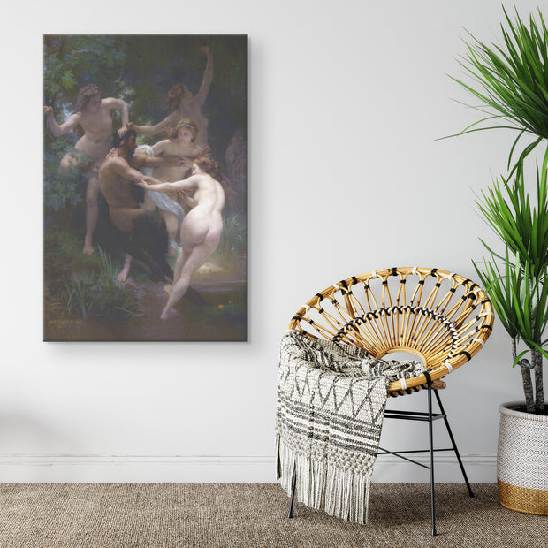 "Nymphs and Satyr" by William-Adolphe Bouguereau Rectangle Canvas Wrap