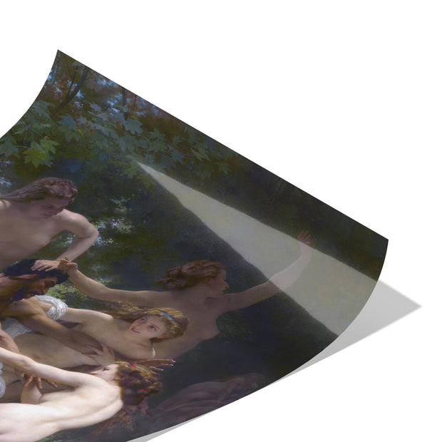 "Nymphs and Satyr" by William-Adolphe Bouguereau Matte Poster