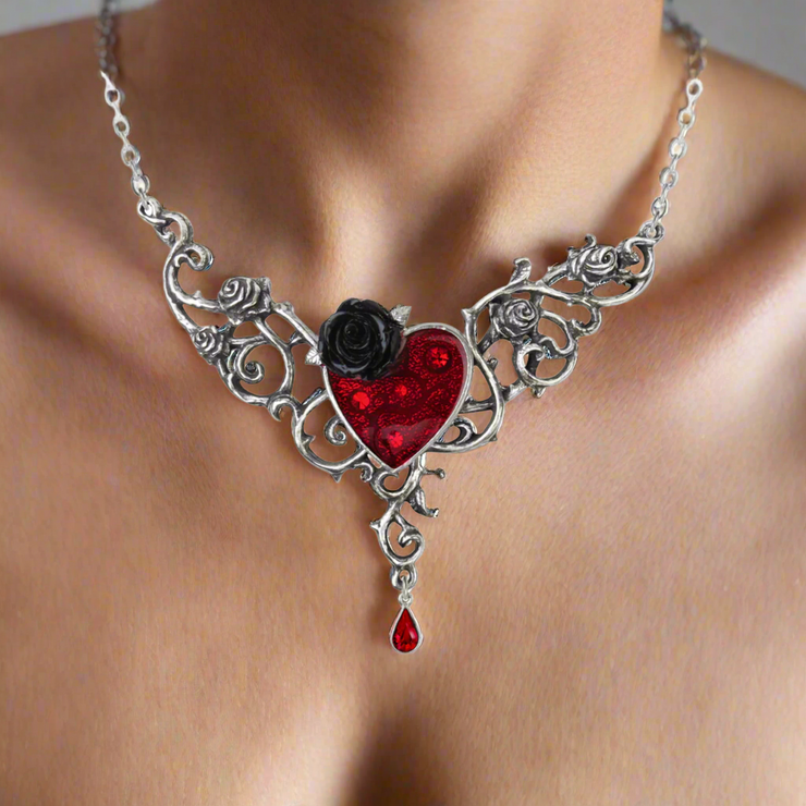 The Blood Rose Heart Necklace by Alchemy Gothic