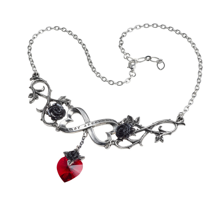 Infinite Love Crystal Heart Necklace by Alchemy Gothic