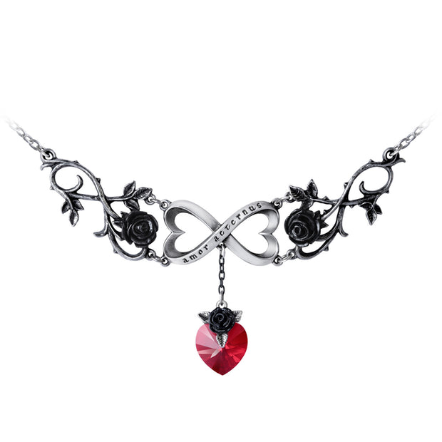 Infinite Love Crystal Heart Necklace by Alchemy Gothic