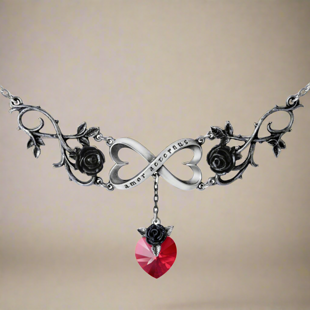 Infinite Love Crystal Heart Necklace by Alchemy Gothic