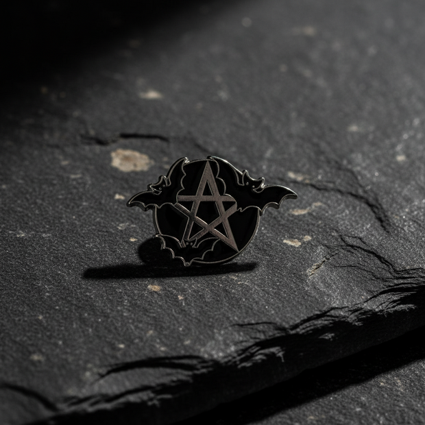 Pentacle & Bats Enamel Lapel Pin