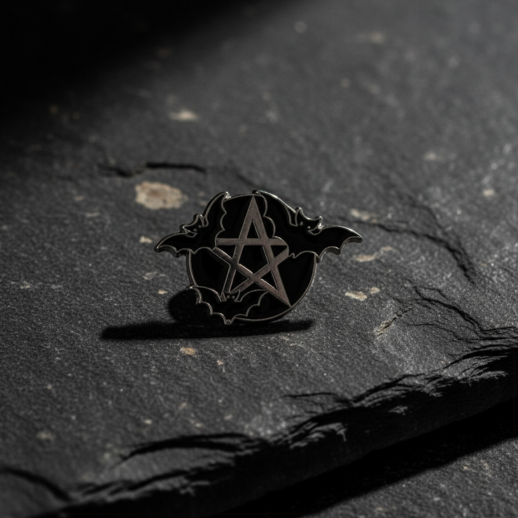 Pentacle & Bats Enamel Lapel Pin