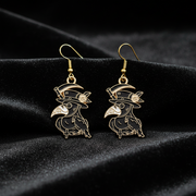 Plague Doctor Gold Enamel Earrings