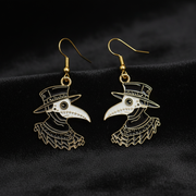 Plague Doctor Gold Enamel Earrings