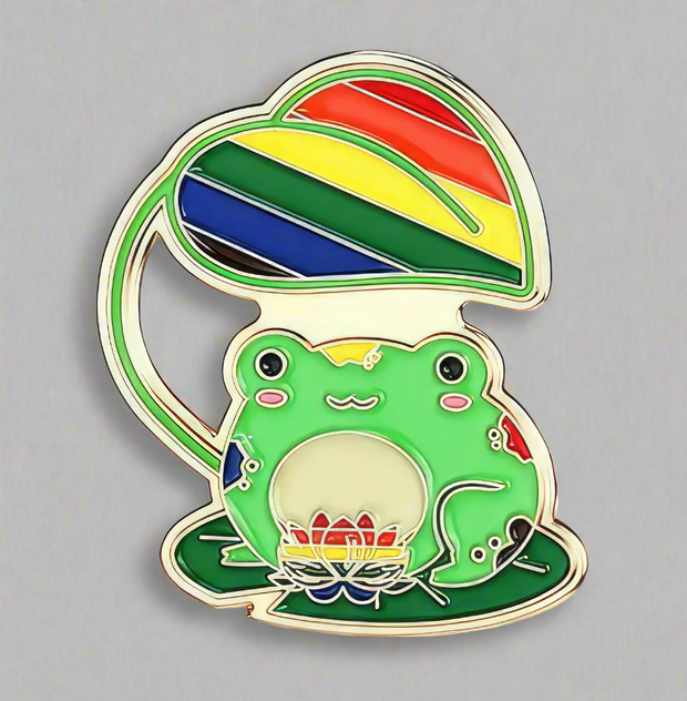 Pride Frog Rainbow Flag Enamel Lapel Pin