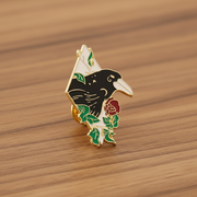 Raven and Rose Enamel Lapel Pin