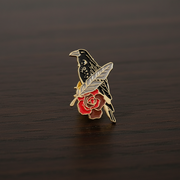 Raven and Writing Quill Enamel Lapel Pin