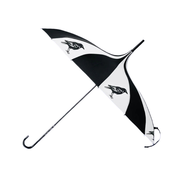 Umbrella with black and gray design on a white background