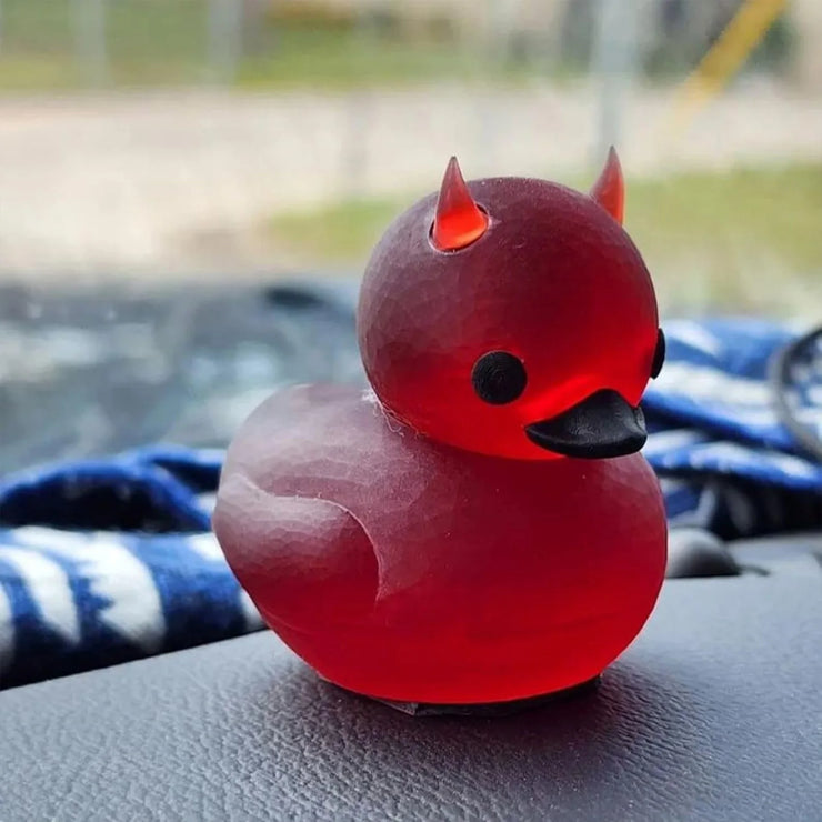 Death Metal Duckie Bathroom Decor Resin Sculpture - Big Red Spikes