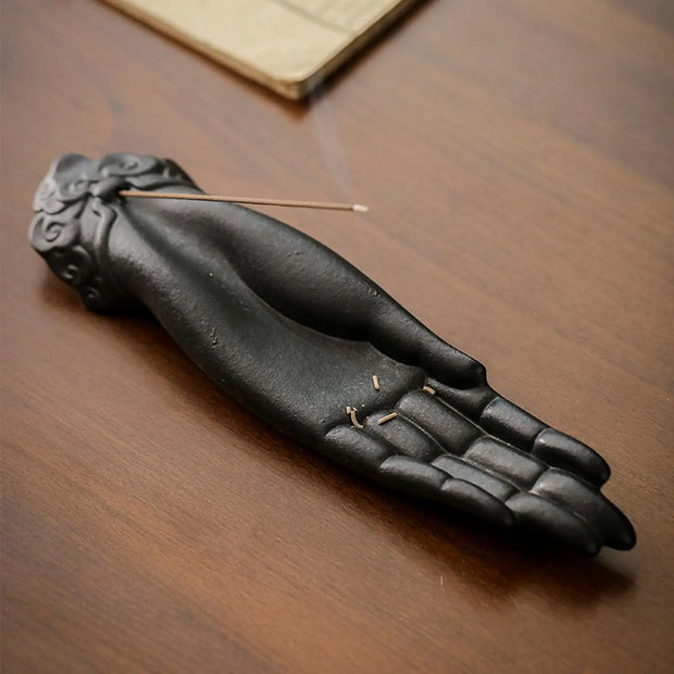 Hand of Buddha Ceramic Incense Holder