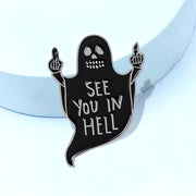 "See You In Hell" Ghost Enamel Lapel Pin