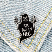 "See You In Hell" Ghost Enamel Lapel Pin