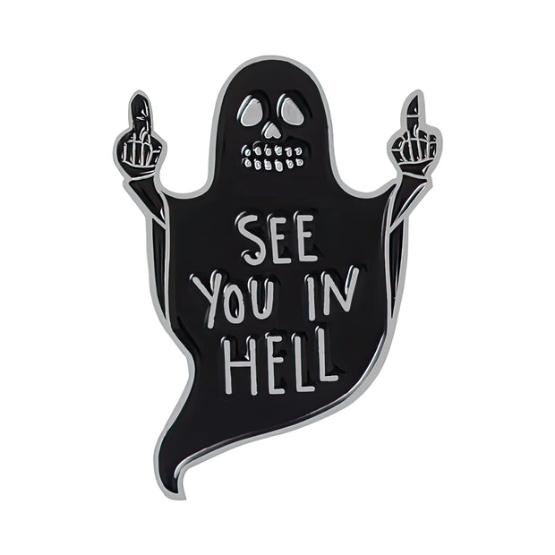 "See You In Hell" Ghost Enamel Lapel Pin