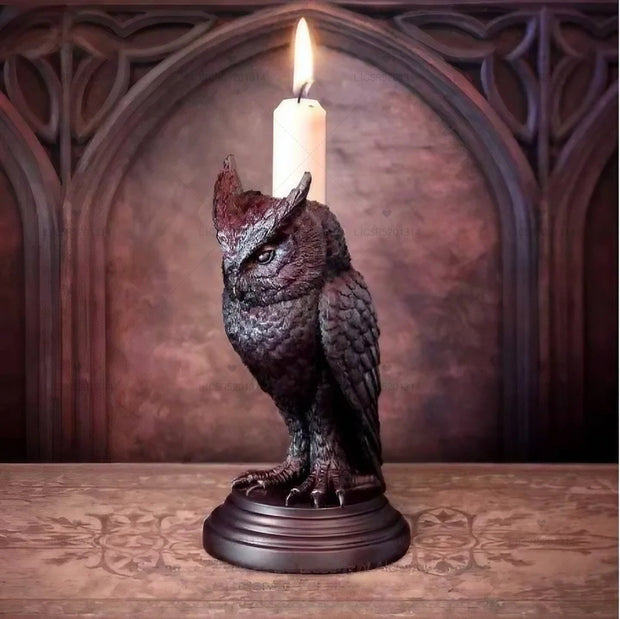 Midnight Mystique Crow and Owl Candle Holders