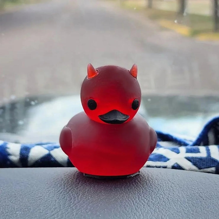 Death Metal Duckie Bathroom Decor Resin Sculpture - Big Red Spikes