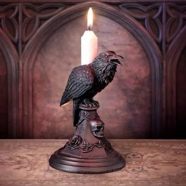 Midnight Mystique Crow and Owl Candle Holders