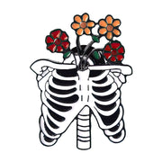 Skeleton Flowers Enamel Lapel Pin